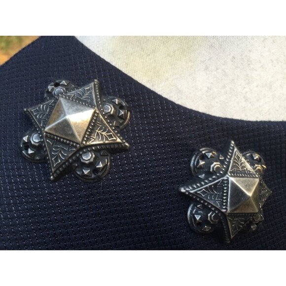 Eva Franco Metal embellished Dress Sz 4 navy metal belted stars - Picture 4 of 6